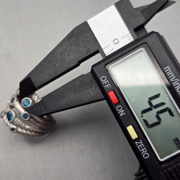 Judith Ripka Sterling Silver & Blue Topaz Multi-Row Cocktail Ring Size 8 - Picture 11 of 16